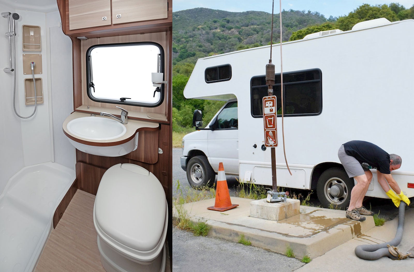 Portable RV/camper toilet and holding tank setup in Bartlesville, Oklahoma