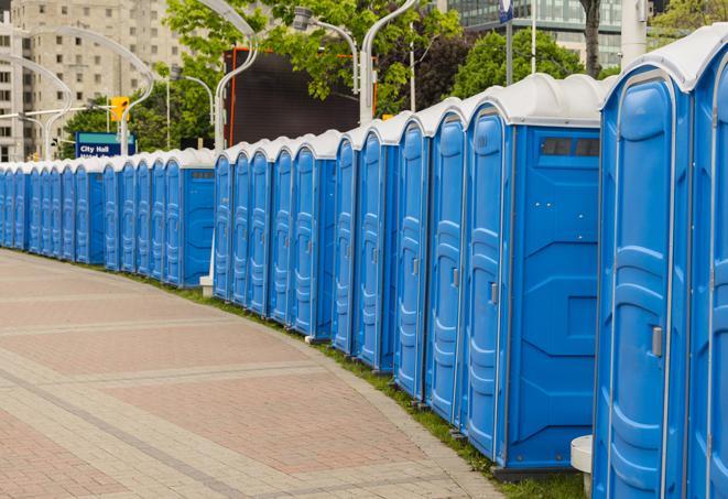 Seasonal porta potty units set up at a Bartlesville, Oklahoma venue